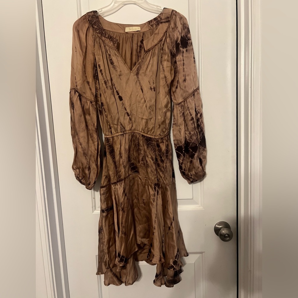 Mes Demoiselles Brown Ruffled Smocked Sundress